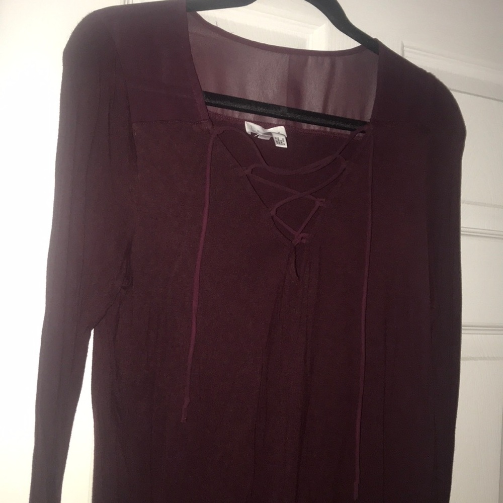 Leith burgundy long sleeve small T-shirt